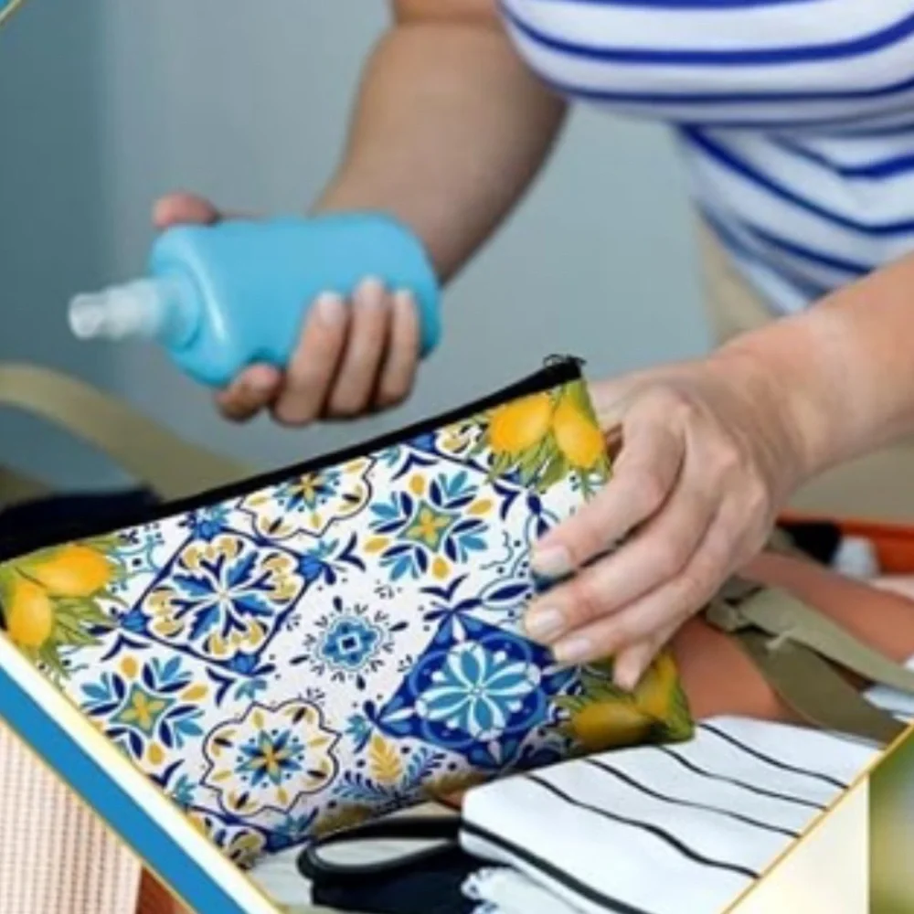 Lemon Print Cosmetic Pouch